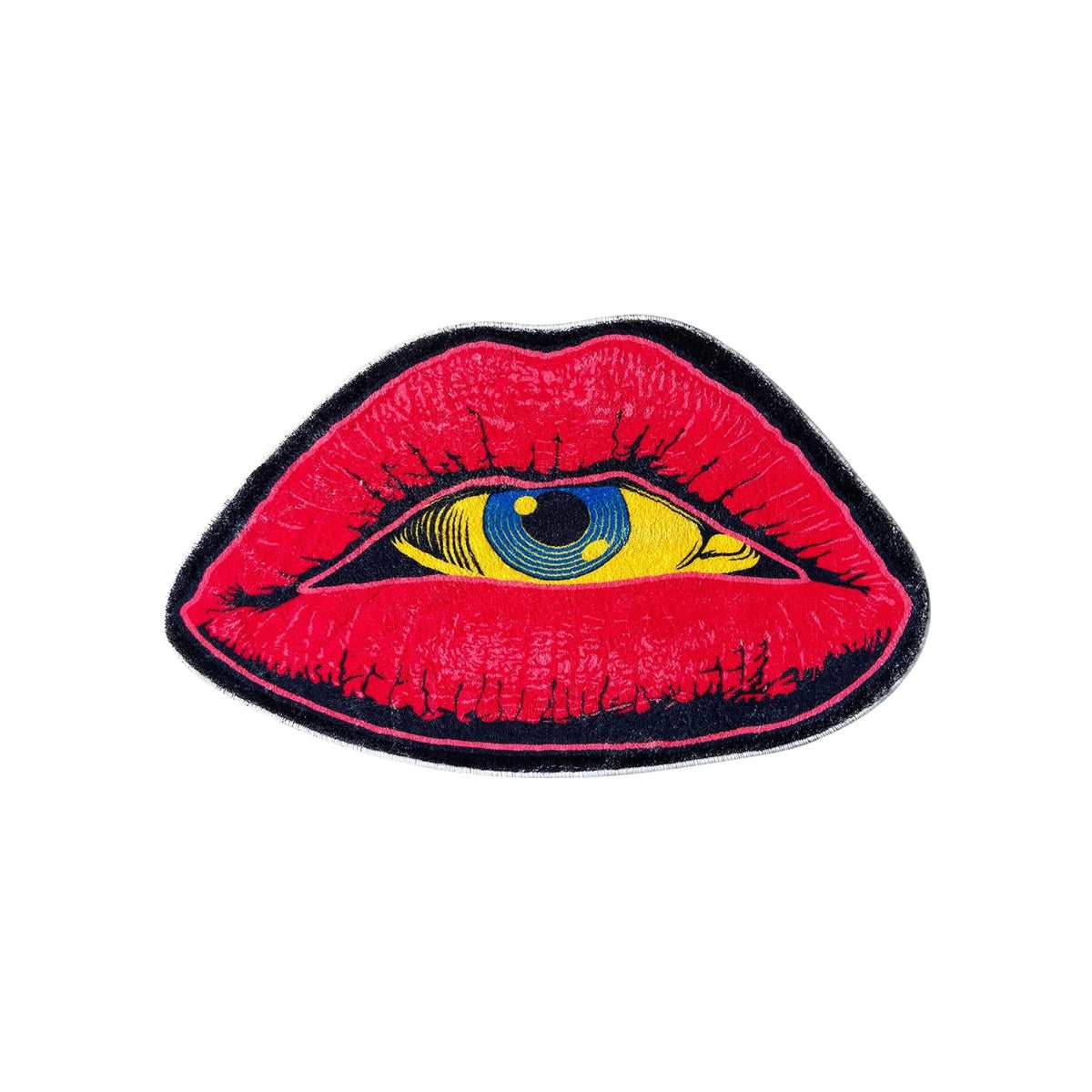 Red Lips and Devil's Eye Pattern Dish Drying Rug