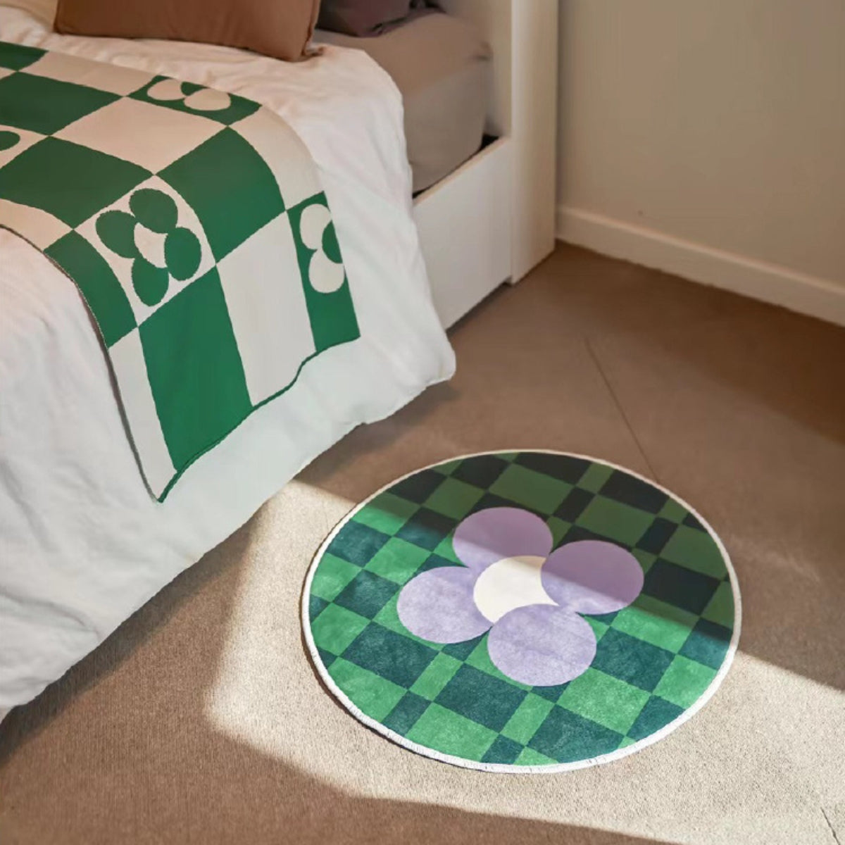 Round flower living rug