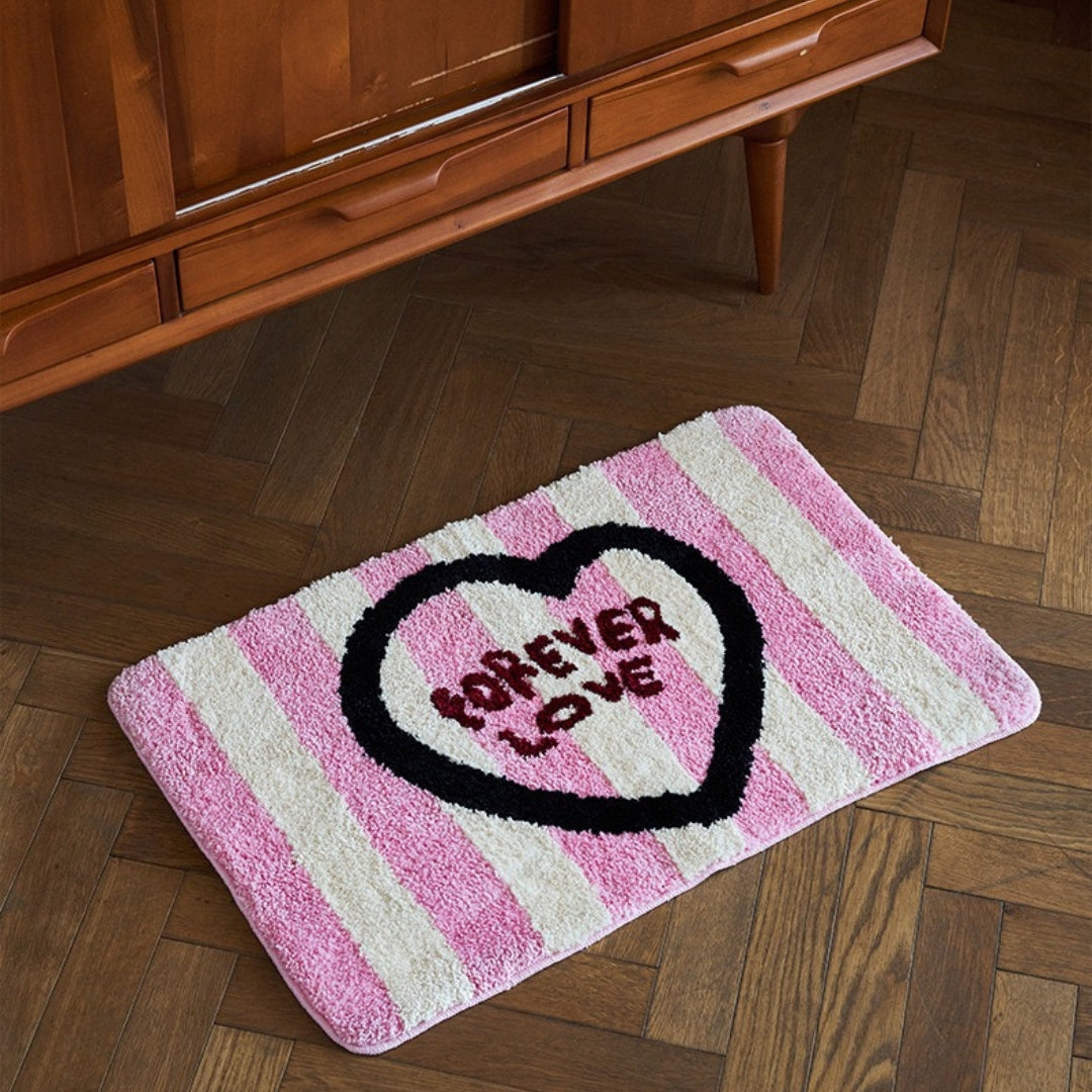 Pink Love Rug Thickened Soft Geometric Patterns Bathroom Mat Living Room Carpet Kids Doormat Aesthetic Home Decor