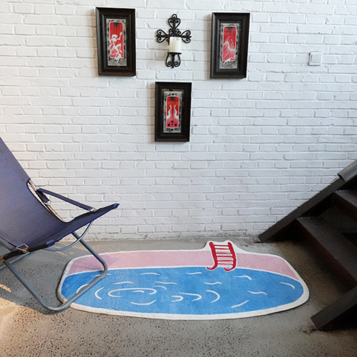 Inflatable pool in summer rug