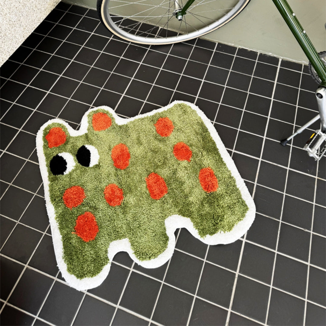 Green polka dot dog bathroom absorbent non-slip mat rug