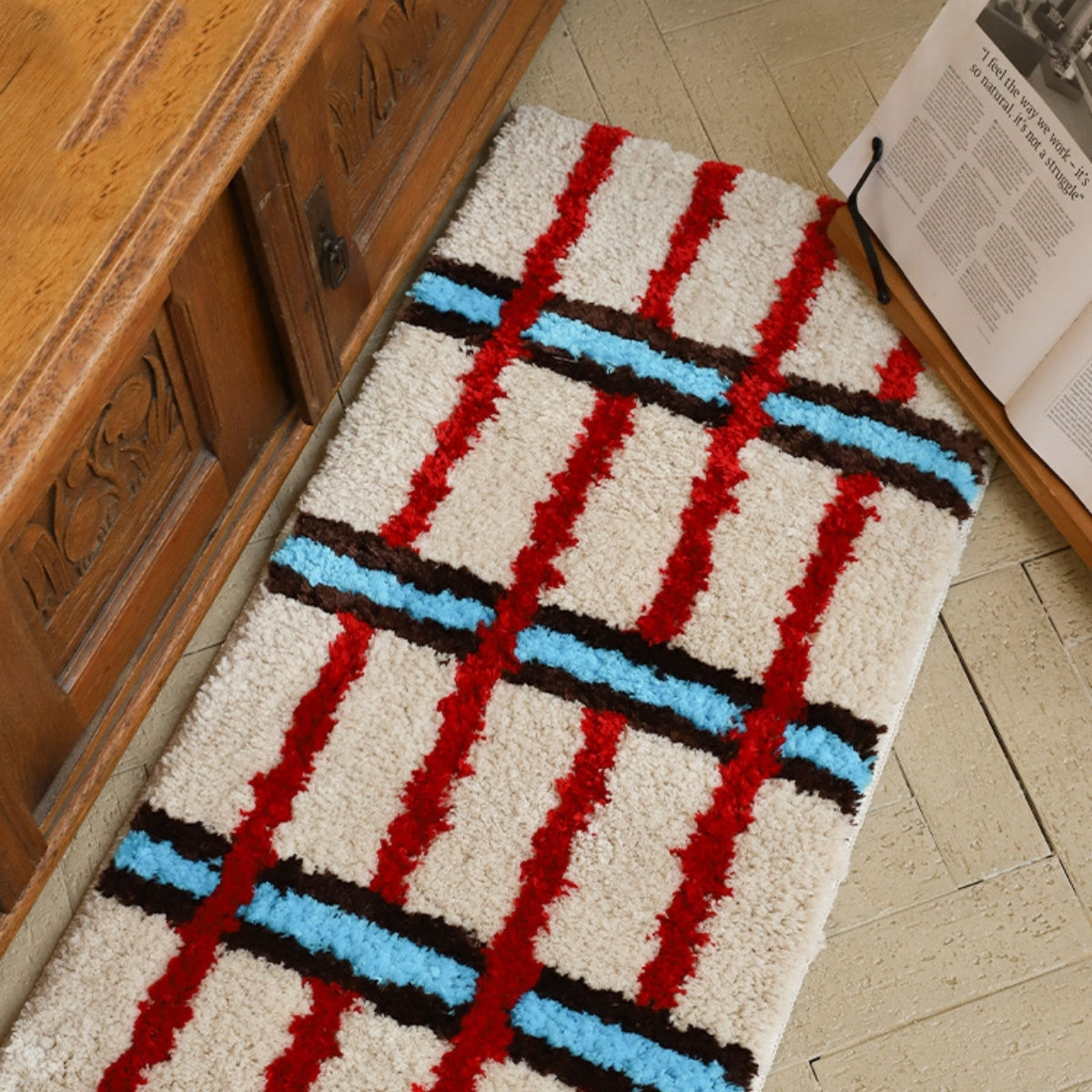 Contrast Checkered Bedside Rug - Bold Patterns - Cozy Accents