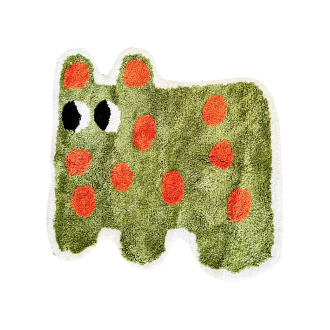 Green polka dot dog bathroom absorbent non-slip mat rug