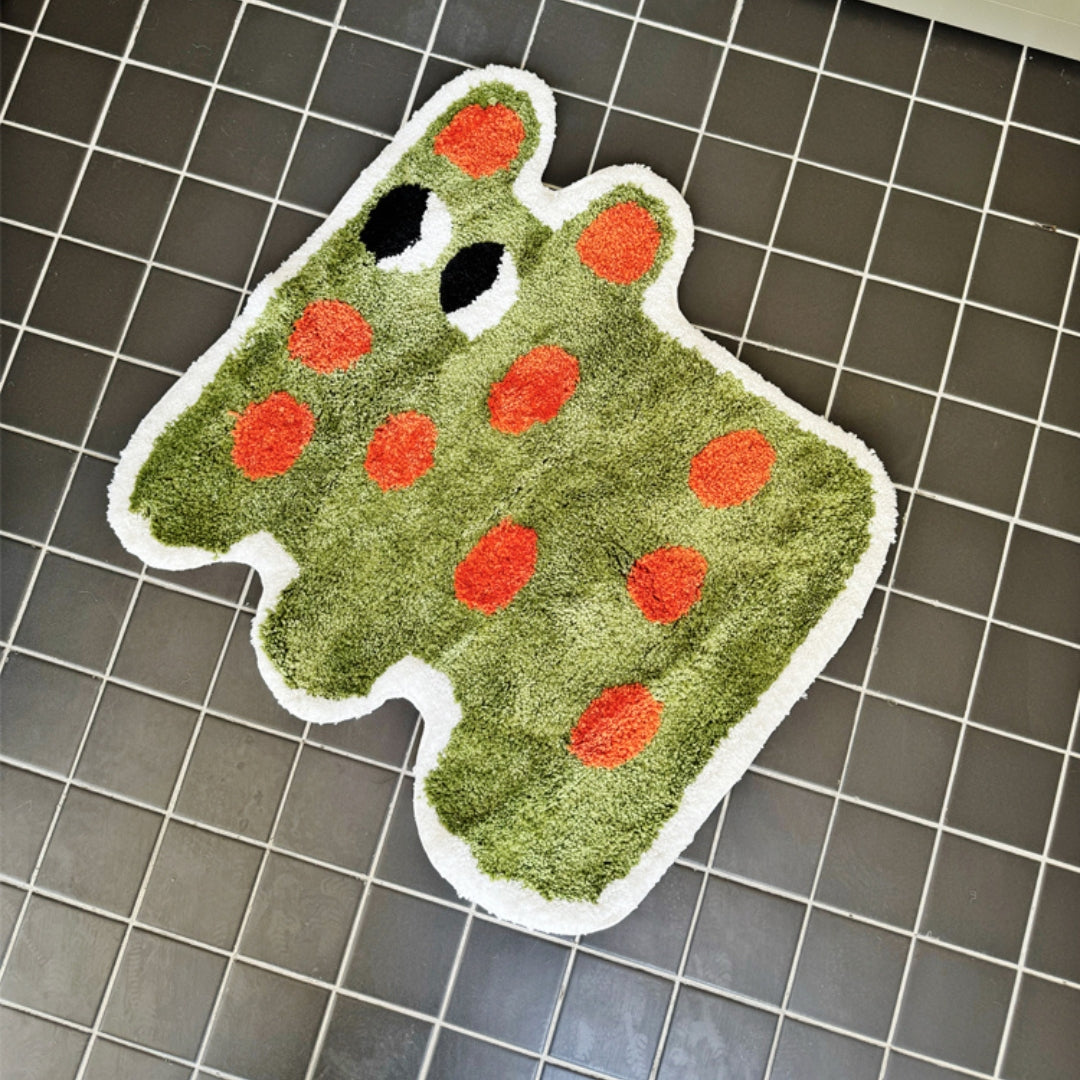 Green polka dot dog bathroom absorbent non-slip mat rug