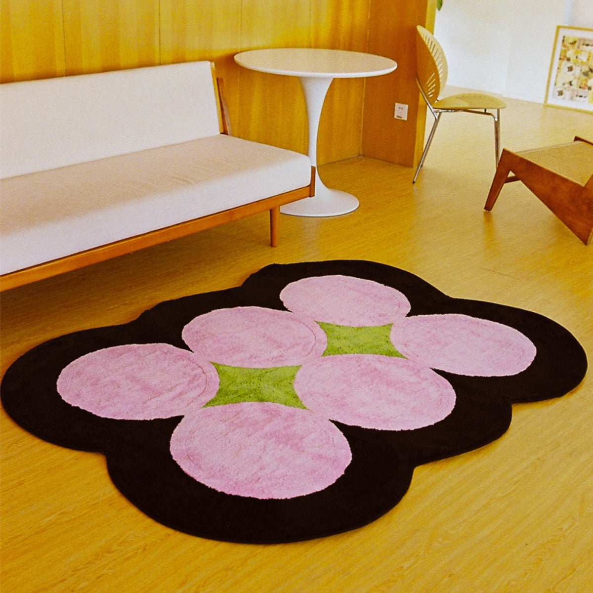 Original handmade pink bedroom living room rug